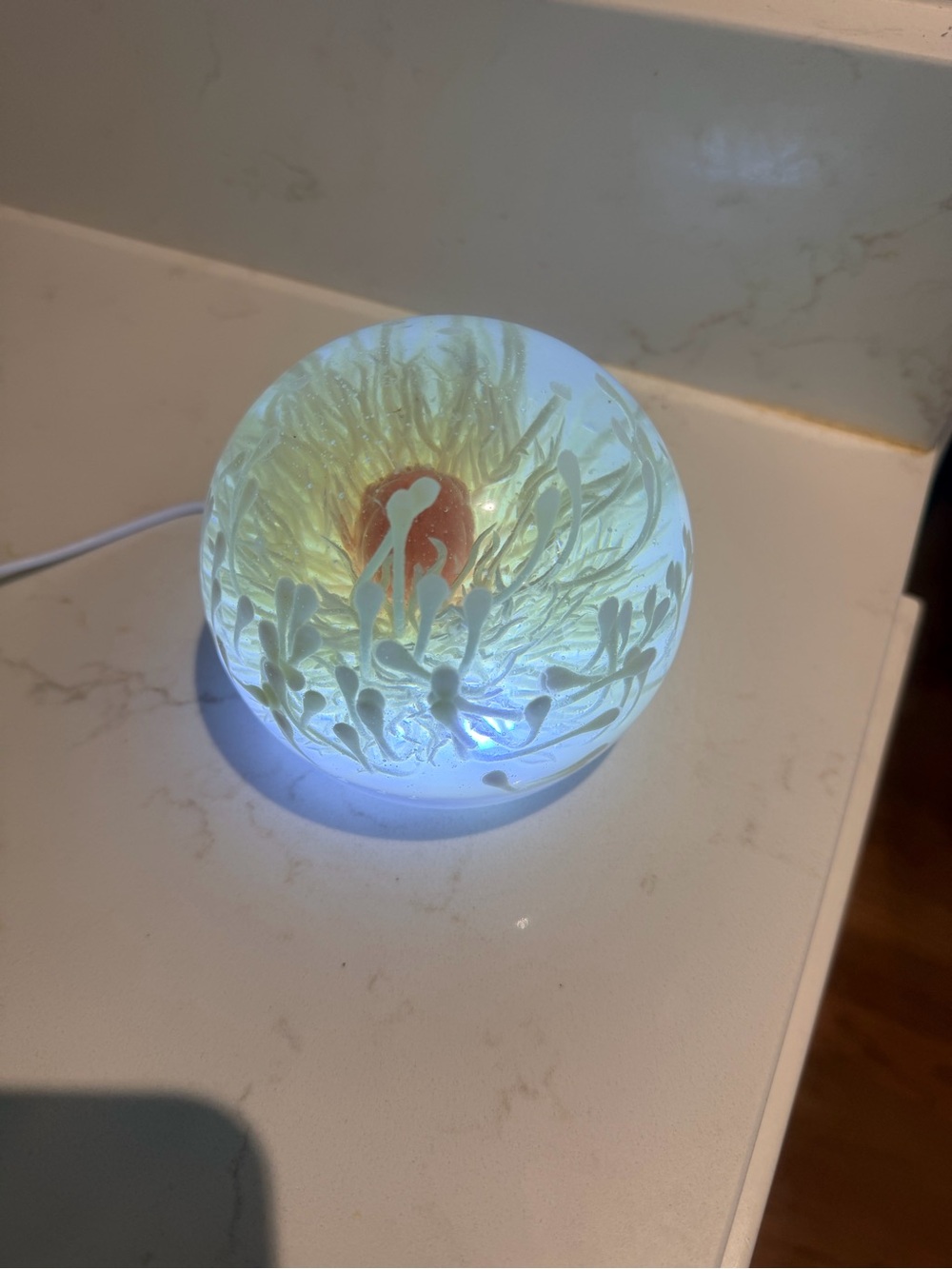 Light accent Orb with pink Center and cream petals - Unbranded
